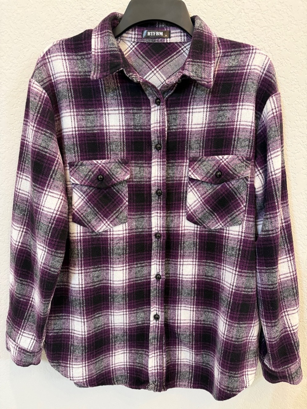 BTFBM Purple Plaid Button-Down Shirt